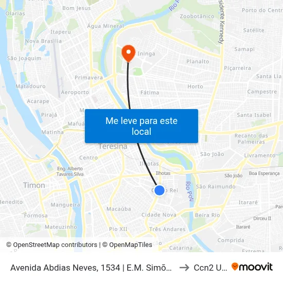 Avenida Abdias Neves, 1534 | E.M. Simões Filho to Ccn2 Ufpi map