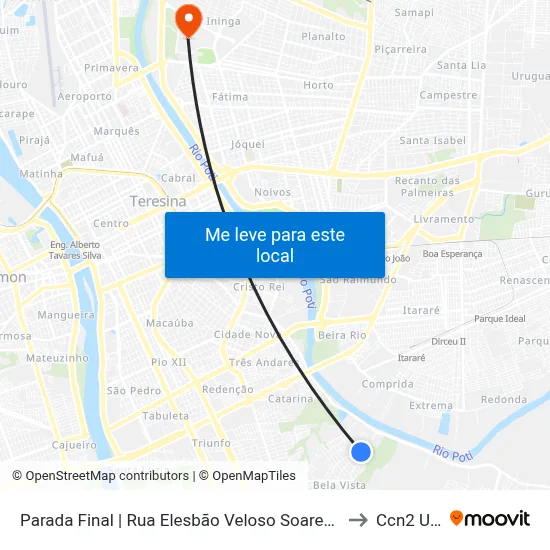 Parada Final | Rua Elesbão Veloso Soares, 3947 to Ccn2 Ufpi map