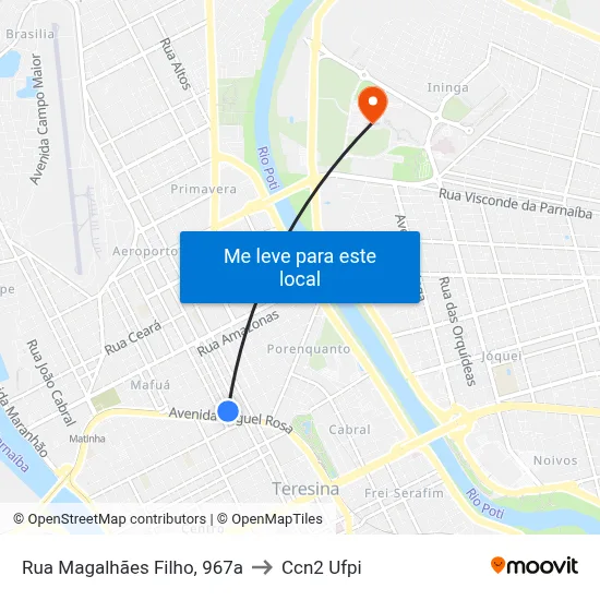 Rua Magalhães Filho, 967a to Ccn2 Ufpi map
