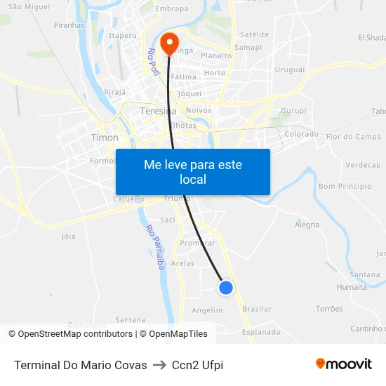 Terminal Do Mario Covas to Ccn2 Ufpi map