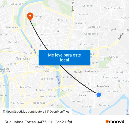 Rua Jaime Fortes, 4475 to Ccn2 Ufpi map