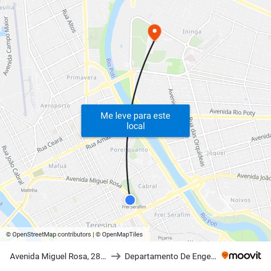 Avenida Miguel Rosa, 2852 |Próximo À Estação/25º Bc to Departamento De Engenharia De Produção - Ct - Ufpi map