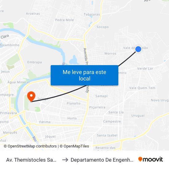 Av. Themístocles Sampaio, 8362 | Quadra J to Departamento De Engenharia De Produção - Ct - Ufpi map