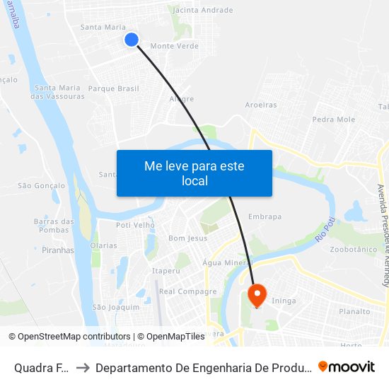 Quadra F, 239 to Departamento De Engenharia De Produção - Ct - Ufpi map