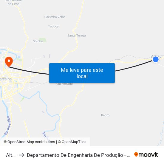 Altos to Departamento De Engenharia De Produção - Ct - Ufpi map