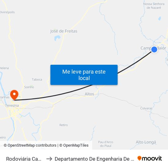 Rodoviária Campo Maior to Departamento De Engenharia De Produção - Ct - Ufpi map