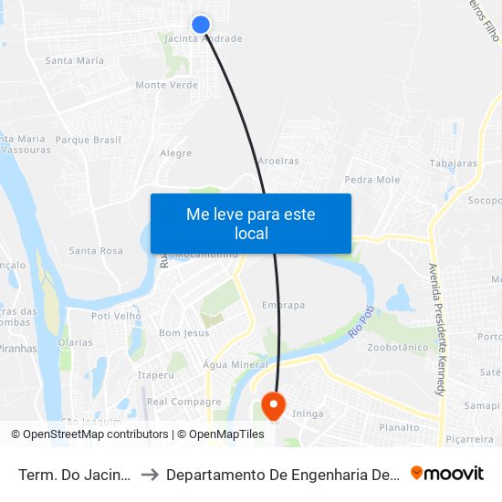 Term. Do Jacinta Andrade to Departamento De Engenharia De Produção - Ct - Ufpi map