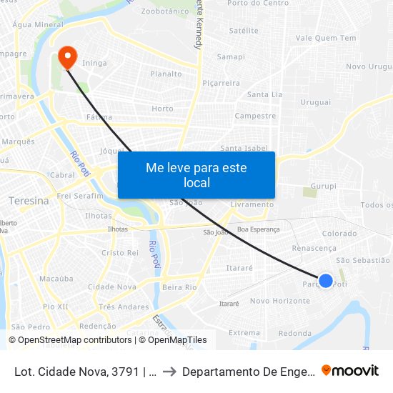 Lot. Cidade Nova, 3791 | Oposto À Horta Do Parque Poti to Departamento De Engenharia De Produção - Ct - Ufpi map