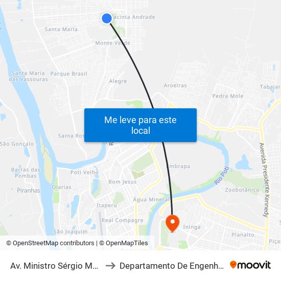 Av. Ministro Sérgio Mota, 3629 | Cras Norte V to Departamento De Engenharia De Produção - Ct - Ufpi map