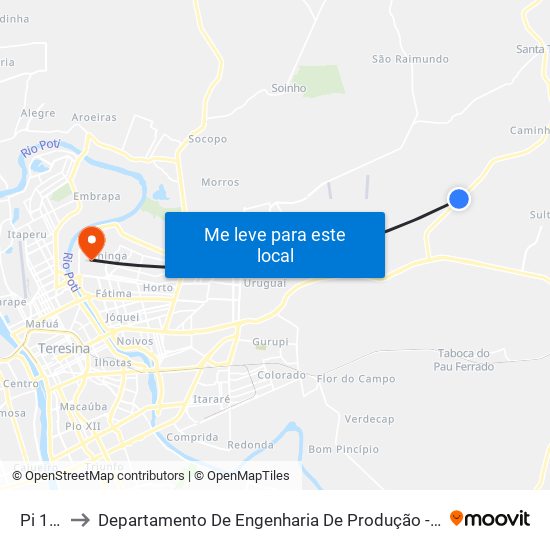 Pi 113 to Departamento De Engenharia De Produção - Ct - Ufpi map