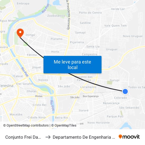 Conjunto Frei Damiao Qu 26, 22 to Departamento De Engenharia De Produção - Ct - Ufpi map