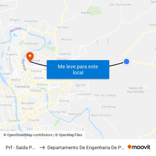 Prf - Saida Para Altos to Departamento De Engenharia De Produção - Ct - Ufpi map