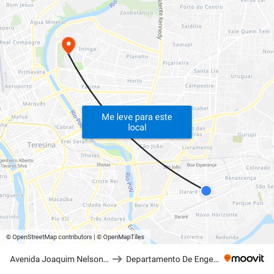 Avenida Joaquim Nelson, 387 | Ginásio Edmilson Jorge to Departamento De Engenharia De Produção - Ct - Ufpi map