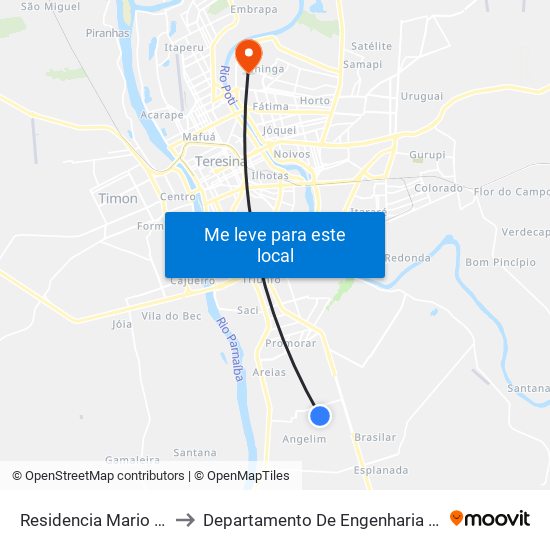 Residencia Mario Covas Qu T, 10 to Departamento De Engenharia De Produção - Ct - Ufpi map