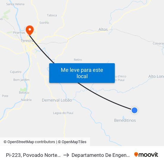 Pi-223, Povoado Norte Sentido Beneditinos (02) to Departamento De Engenharia De Produção - Ct - Ufpi map