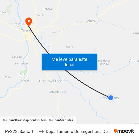 Pi-223, Santa Teresina 02 to Departamento De Engenharia De Produção - Ct - Ufpi map