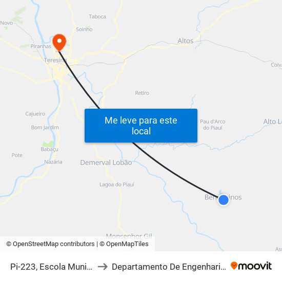 Pi-223, Escola Municipal São Benedito to Departamento De Engenharia De Produção - Ct - Ufpi map