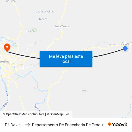 Pé De Jatobá to Departamento De Engenharia De Produção - Ct - Ufpi map