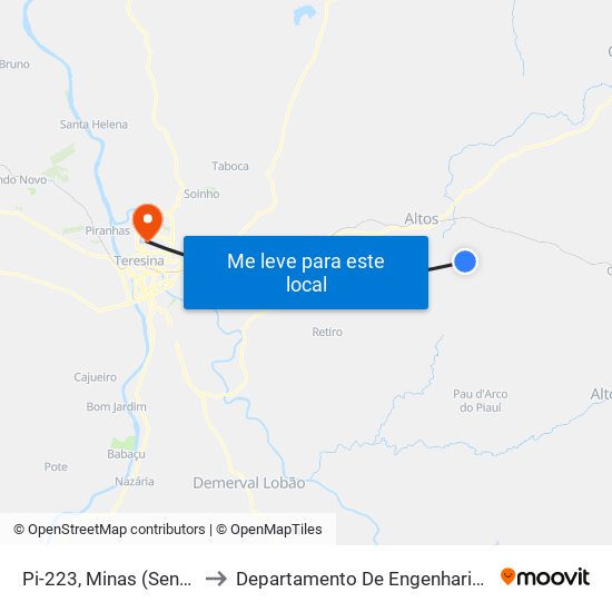 Pi-223, Minas (Sentido Beneditinos) to Departamento De Engenharia De Produção - Ct - Ufpi map