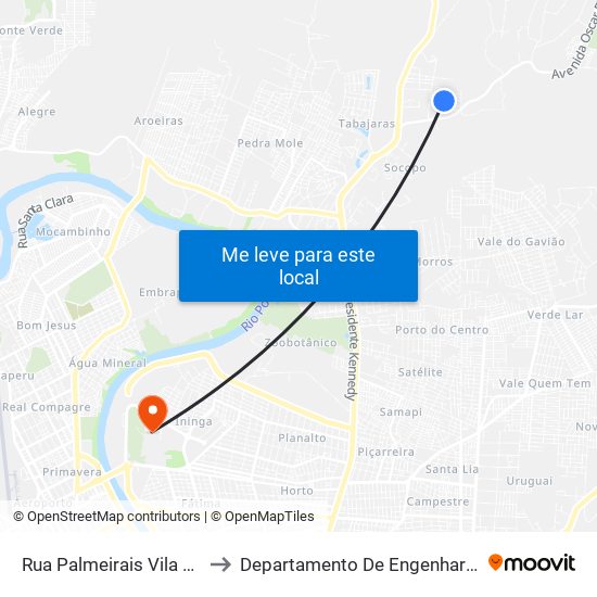 Rua Palmeirais Vila Nova Socopo, 4707 to Departamento De Engenharia De Produção - Ct - Ufpi map