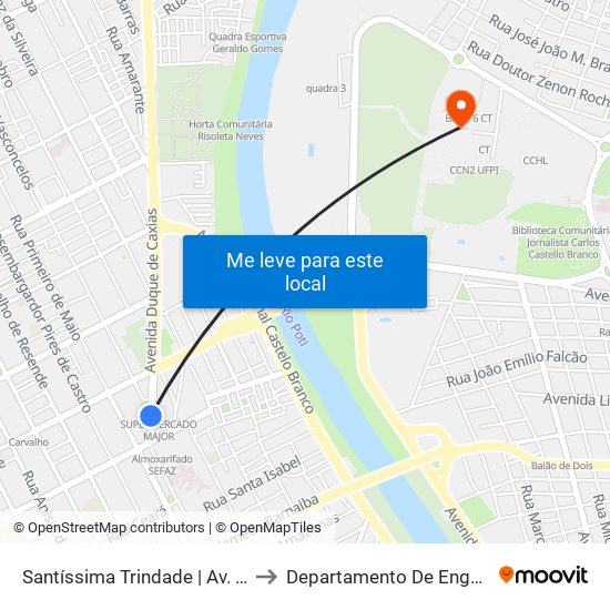 Santíssima Trindade | Av. Duque De Caxias - Sentido Bairro to Departamento De Engenharia De Produção - Ct - Ufpi map