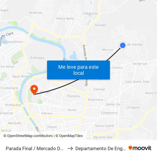 Parada Final / Mercado Do Produtor | Av. Luzia Andrade, 1056 to Departamento De Engenharia De Produção - Ct - Ufpi map