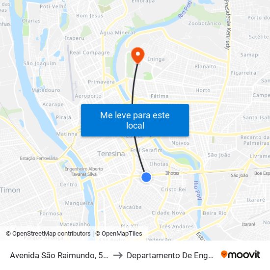 Avenida São Raimundo, 542 | Próx. Ao Mercado Da Piçarra to Departamento De Engenharia De Produção - Ct - Ufpi map