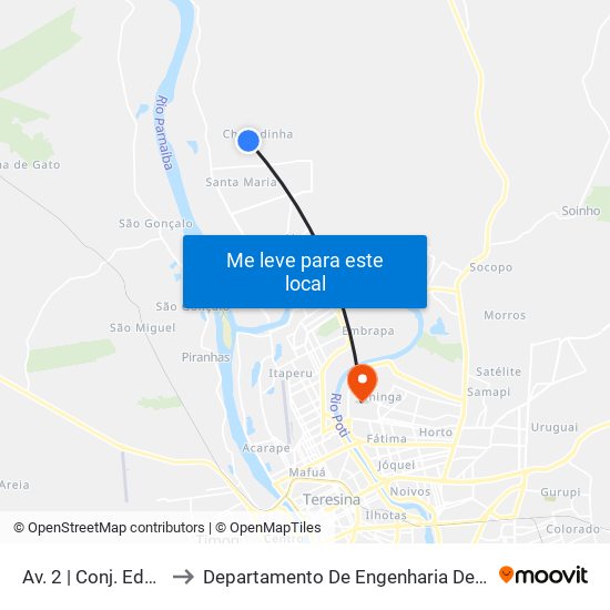 Av. 2 | Conj. Edgar Gayoso to Departamento De Engenharia De Produção - Ct - Ufpi map