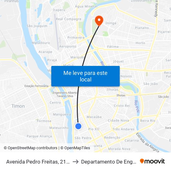 Avenida Pedro Freitas, 2100 | Tribunal De Contas Do Estado to Departamento De Engenharia De Produção - Ct - Ufpi map