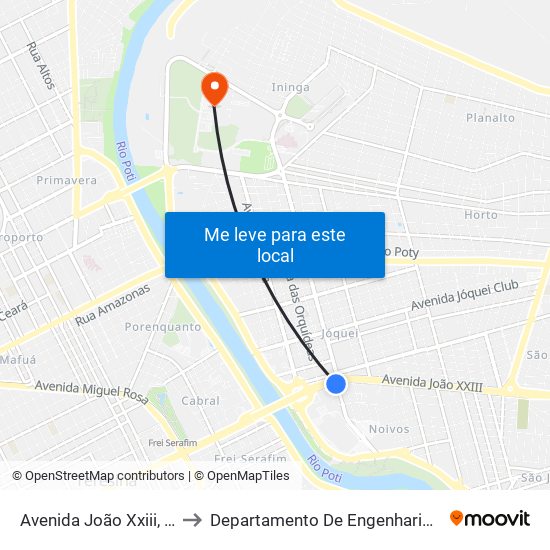 Avenida João Xxiii, 878 | Hotel Poty to Departamento De Engenharia De Produção - Ct - Ufpi map