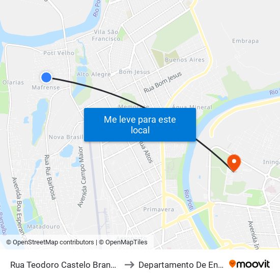 Rua Teodoro Castelo Branco, 419 | Oposto À Praça Princesa Isabel to Departamento De Engenharia De Produção - Ct - Ufpi map