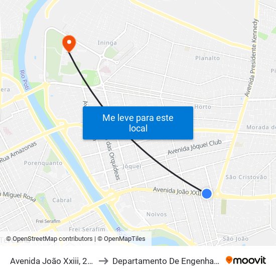 Avenida João Xxiii, 2469 | Lojão Do Peixe to Departamento De Engenharia De Produção - Ct - Ufpi map