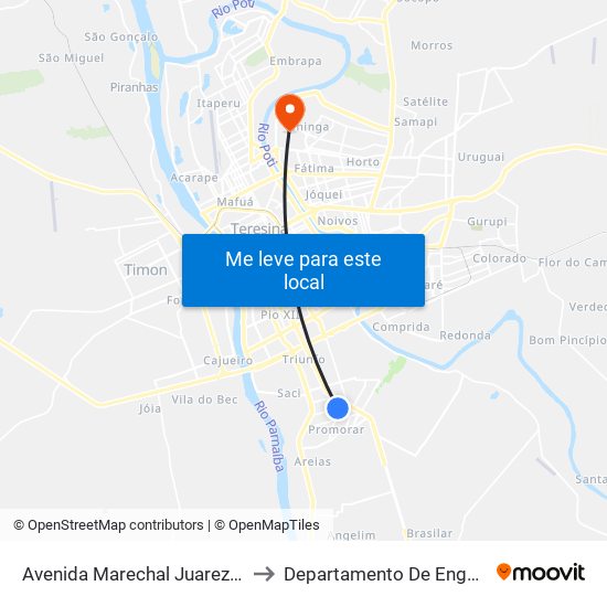 Avenida Marechal Juarez Távora, 1003 | Colégio São José to Departamento De Engenharia De Produção - Ct - Ufpi map