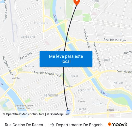 Rua Coelho De Resende, 840 | Hospital Itacor to Departamento De Engenharia De Produção - Ct - Ufpi map