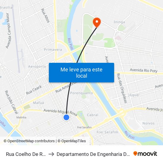 Rua Coelho De Resende, 729 to Departamento De Engenharia De Produção - Ct - Ufpi map