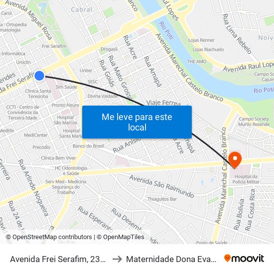 Avenida Frei Serafim, 2386 | Ccs/Hgv to Maternidade Dona Evangelina Rosa map