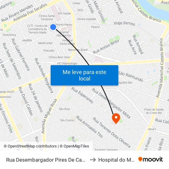 Rua Desembargador Pires De Castro, 381 | Drogaria Globo to Hospital do Monte Castelo map