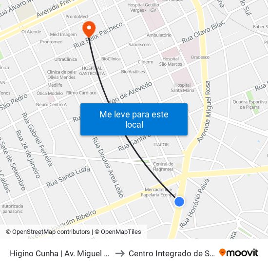 Higino Cunha | Av. Miguel Rosa - Sentido Bairro to Centro Integrado de Saúde Lineu Araújo map