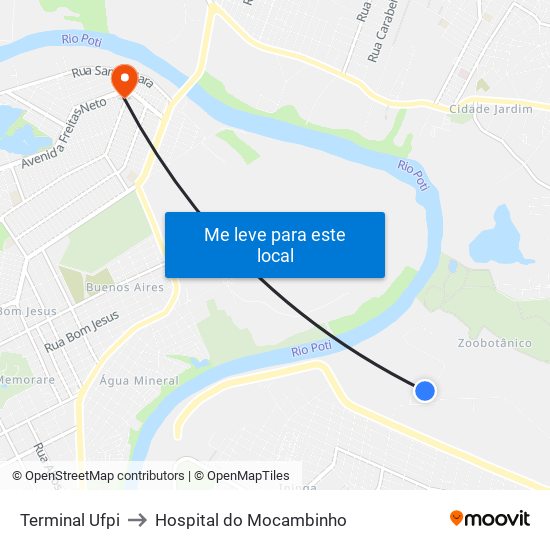 Terminal Ufpi to Hospital do Mocambinho map