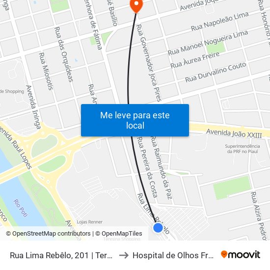 Rua Lima Rebêlo, 201 | Teresina Shopping to Hospital de Olhos Francisco Vilar map