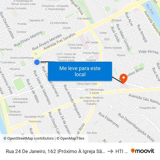 Rua 24 De Janeiro, 162 |Próximo À Igreja São Benedito to HTI Sul map