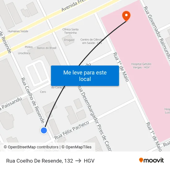 Rua Coelho De Resende, 132 to HGV map