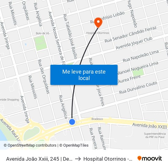 Avenida João Xxiii, 245 | Defensoria Pública to Hospital Otorrinos -Medical Leste map