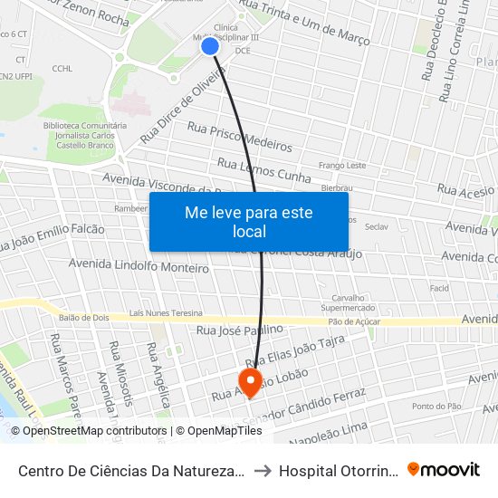 Centro De Ciências Da Natureza - Ccn 03 | Bloco De Matemática to Hospital Otorrinos -Medical Leste map