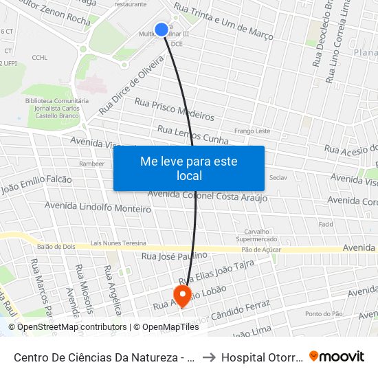 Centro De Ciências Da Natureza - Ccn 06 | Bloco De Ciência Da Computação to Hospital Otorrinos -Medical Leste map