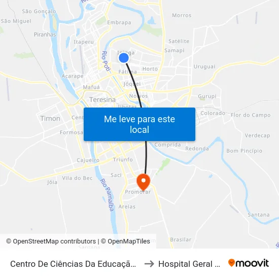 Centro De Ciências Da Educação - Cce 13 | Acesso Hu to Hospital Geral do Promorar map