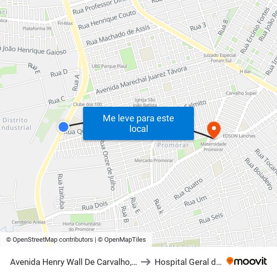 Avenida Henry Wall De Carvalho, 6814 | Colégio Sesi to Hospital Geral do Promorar map