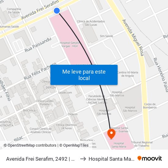 Avenida Frei Serafim, 2492 | Hgv to Hospital Santa Maria map