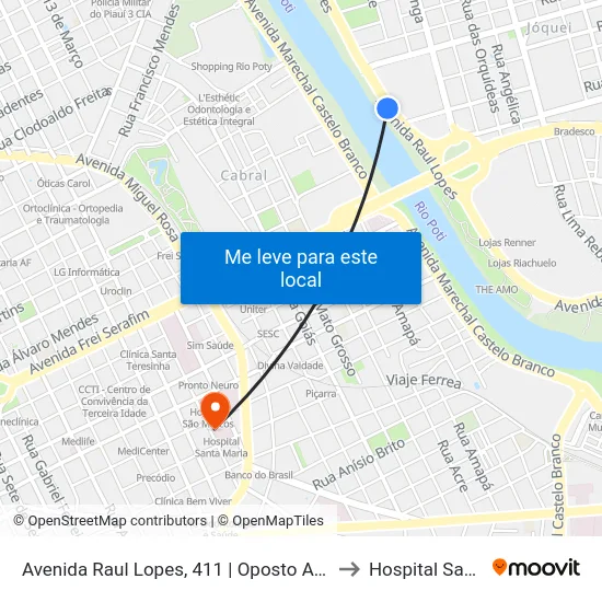 Avenida Raul Lopes, 411 | Oposto Ao Riverside Shopping to Hospital Santa Maria map