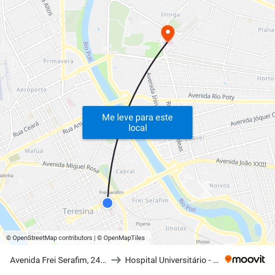 Avenida Frei Serafim, 2492 | Hgv to Hospital Universitário - HU UFPI map